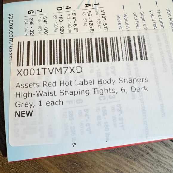 Spanx Assets Red Hot Label Size 6 F Dark Gray High Waist Shaping Tights Sexy NEW - Picture 5 of 7